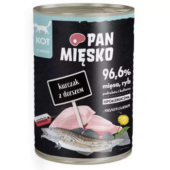 Märg kassitoit Pan Miesko Kana tursaga 400 g — Täiskasvanud, teraviljavaba, allergilistele kassidele