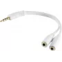 Audio kaabel ShiverPeaks BS33120 — 0,2 m, 3,5 mm isane 2×3,5 mm emasesse, valge, vask, kullatud kontaktid