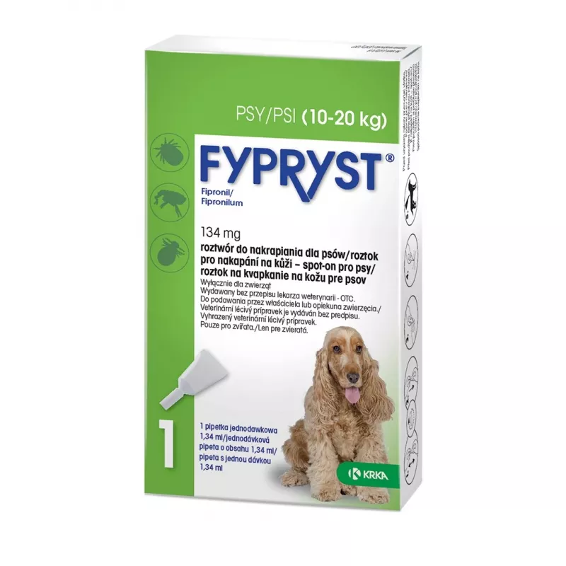 FYPRYST 134mg M (10-20kg) - kirbutõrjetilgad koertele – 1x1,34ml