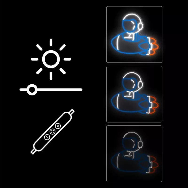 Dekoratiivne neoonvalgusti MANTA SNL90MT Style Neon Lights — Astronaut raketil motiiv