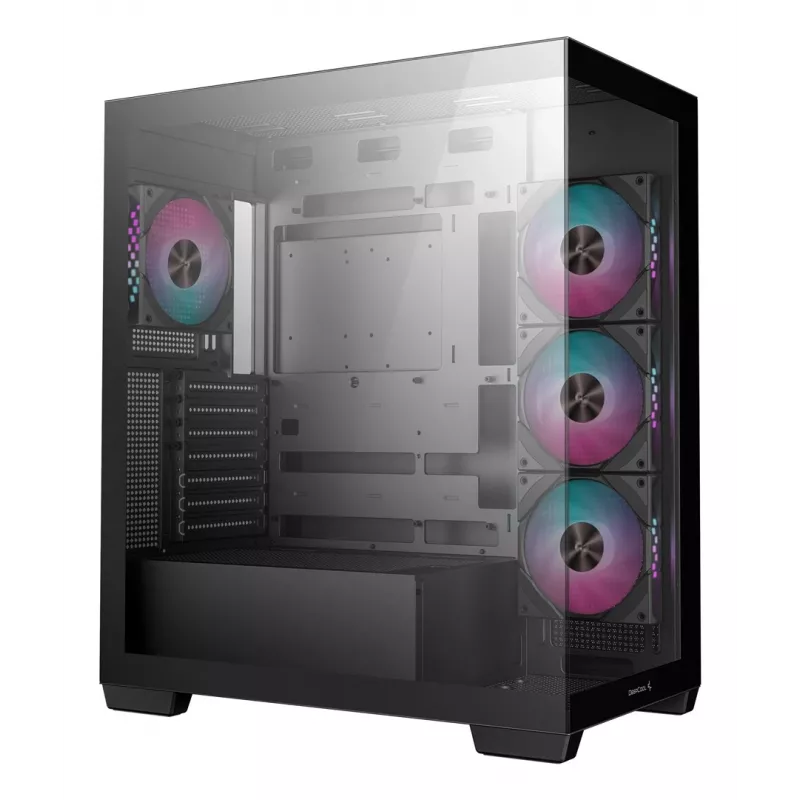 PC korpus DeepCool CG580 4F Midi Tower — ATX/ITX/MicroATX, karastatud klaas, 3×120mm+1×120mm ventilaatorid, 2×3.5-tolline ja 2×2.5-tolline, USB-A×2 USB-C×1, must