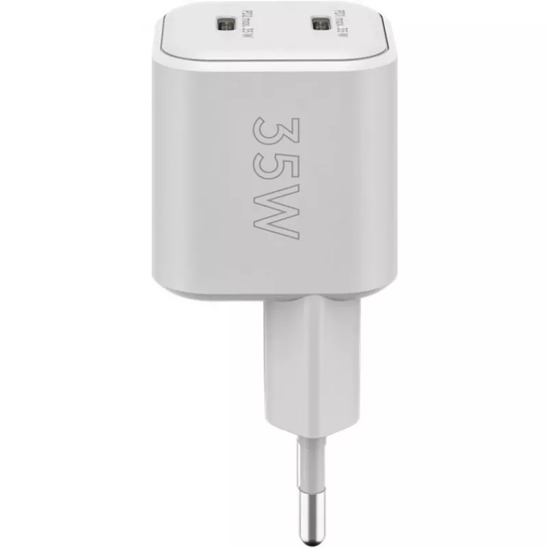 USB-C Dual-Fast Charger Nano, PD, GaN, 35 Watt (valge, 2x USB-C, Power Delivery 3.0)