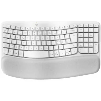 Logitech Wave Keys klaviatuur polsterdatud randmetoega, juhtmevaba, Bluetooth LE, QWERTY, valkjas (PAN)