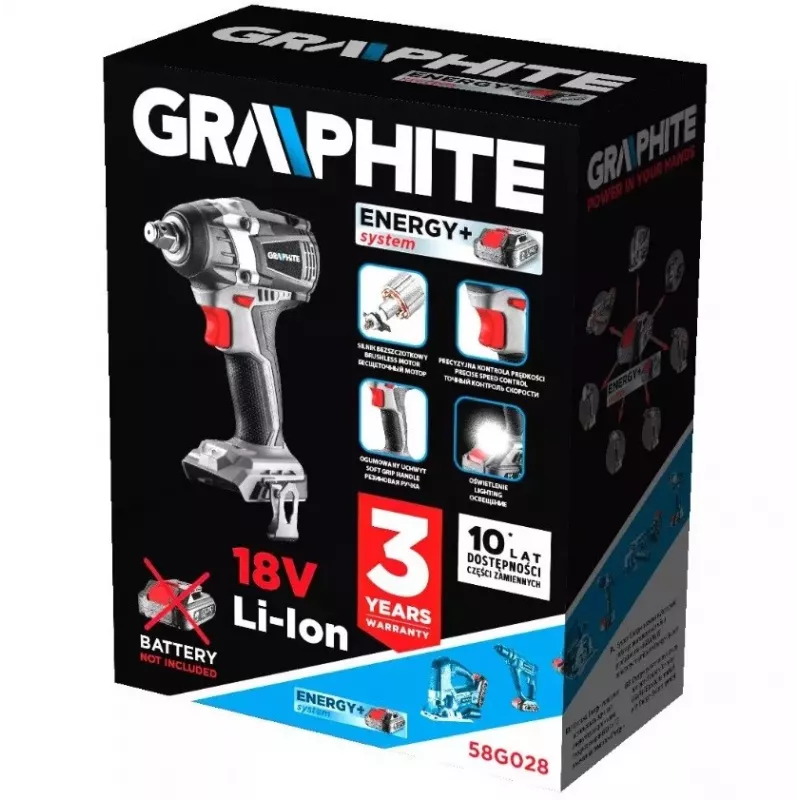 Graphite Energy+ 18V harjadeta löökkruvikeeraja. Li-Ion. ilma akuta
