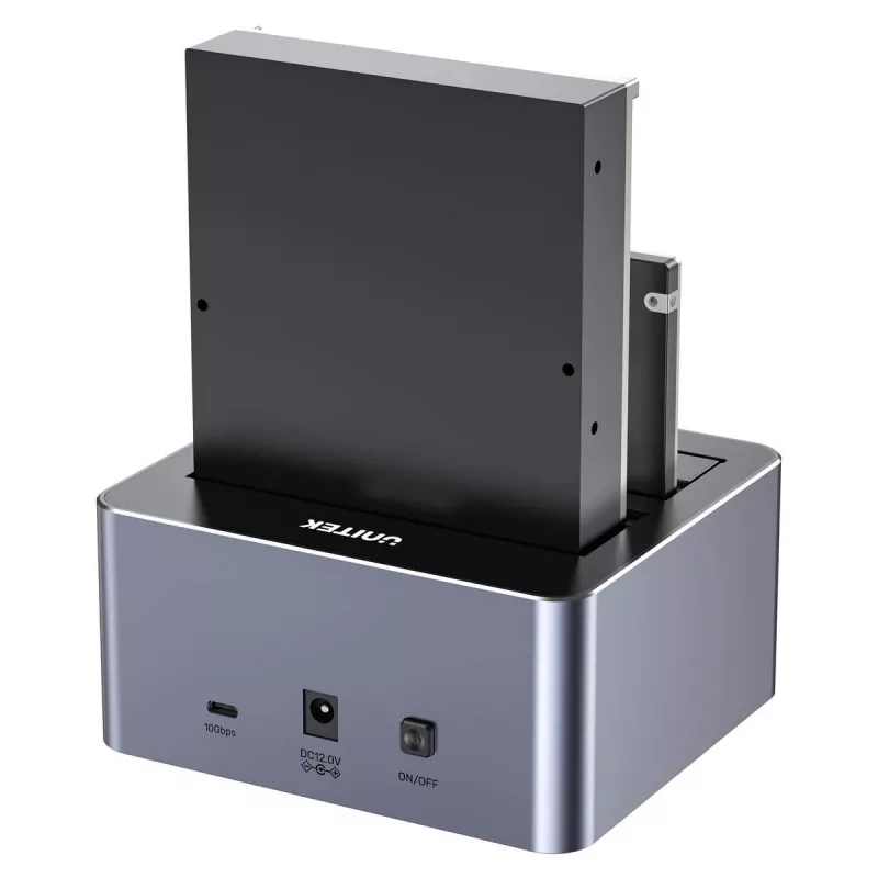 Dokkimisjaam Unitek 51642 2,5-tollistele/3,5-tollistele SATA-seadmetele, USB-C 10 Gbit/s, 2 pesa, alumiiniumist
