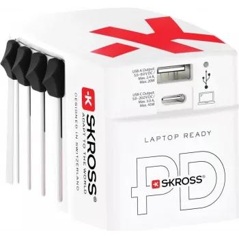 Laadija Skross 1.302332 Toasisene Vahelduvvool 100-250V 20V 1x USB USB-C Valge