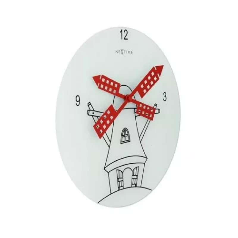 NeXtime klok 8807 Windmil, Ø30 cm, seinakell, valge/must/punane