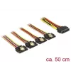 SATA-kaabel DeLOCK 60158 0,5 m SATA 15-kontaktiline 4 x SATA 15-kontaktiline mitmevärviline