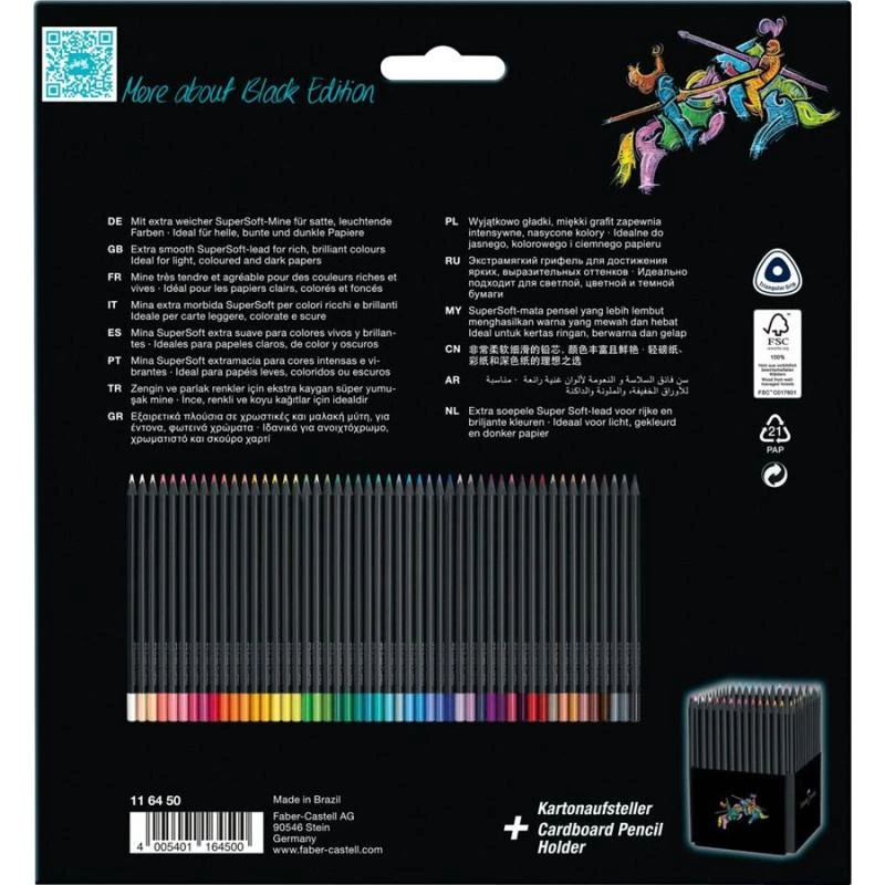 Värvipliiatsid Faber-Castell 116450, mitmevärviline komplekt, 50 tk, pehme südamik, pappkarp