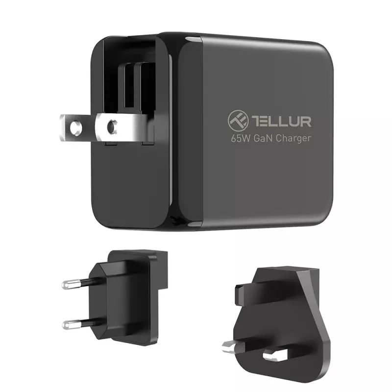 Seinalaadija Tellur TLL151451 65W, 3 porti (2x USB-C, 1x USB-A)