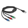 DeLOCK USB-laadimiskaabel 3 in 1 Type-A to Lightning Micro USB USB USB-C 30 cm