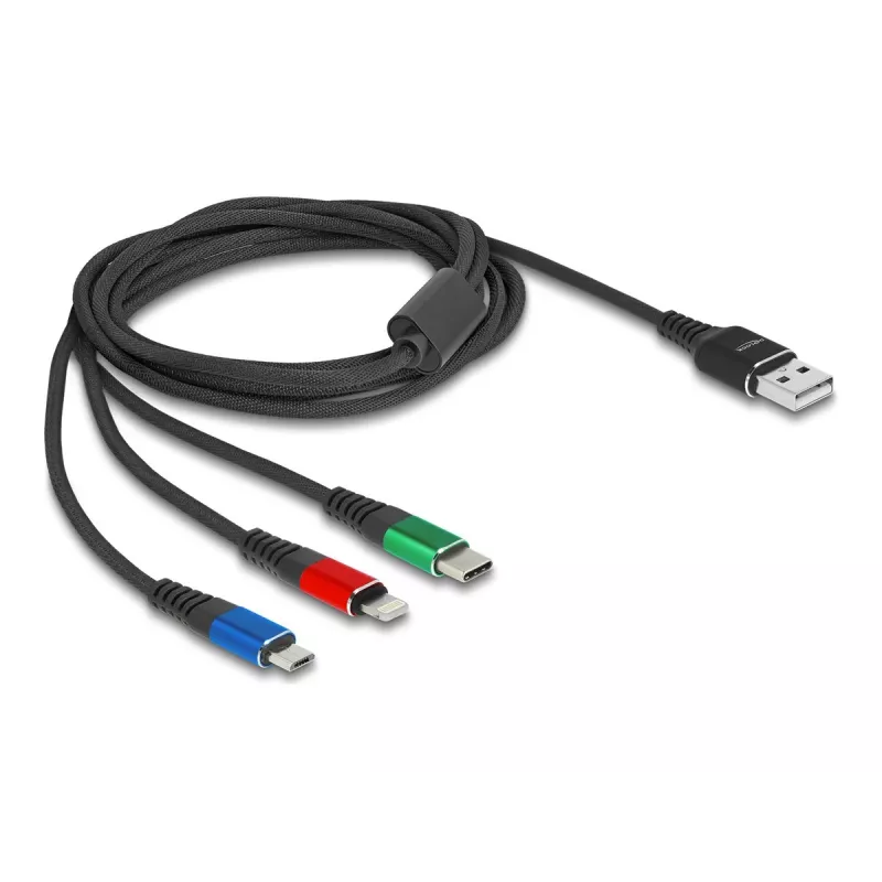 DeLOCK USB-laadimiskaabel 3 in 1 Type-A to Lightning Micro USB USB USB-C 30 cm