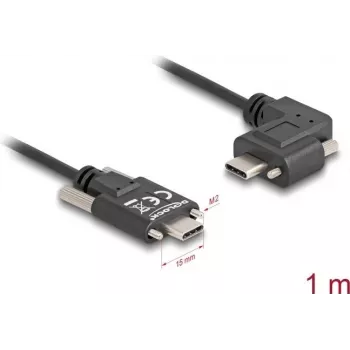 DeLOCK USB 2.0 kaabel USB USB-C isane – USB USB-C isane, nurga all vasak/parem, PD 3.0, 60 W, 1 m