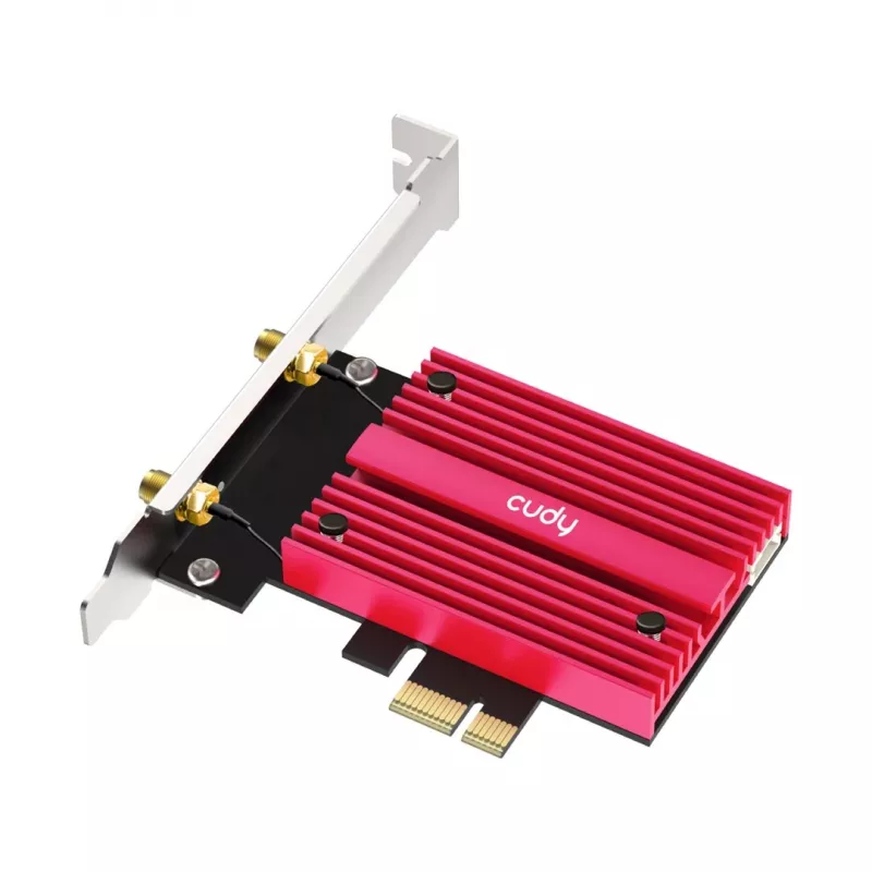 Sisemine WLAN Bluetooth võrgukaart Cudy WE9300S PCIe, Wi‑Fi 7 (802.11be) kolmeribaline 2.4/5/6 GHz, 5765 Mbit/s, Bluetooth 5.4, väline 2x2 antenn