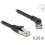 DeLOCK võrgukaabel RJ45 Cat.6A S/FTP 45° nurga all sirge pistikuga 0,25 m must