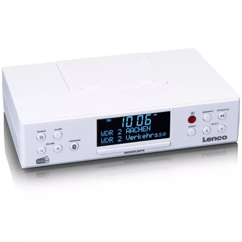 Lenco KCR-190WH köögiraadio kappide alla PLL FM, DAB+ ja Bluetoothiga, valge