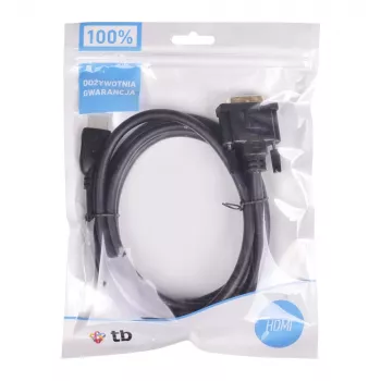TB HDMI-DVI-kaabel 1,8 M. gold-braided, DVI 24 + 1