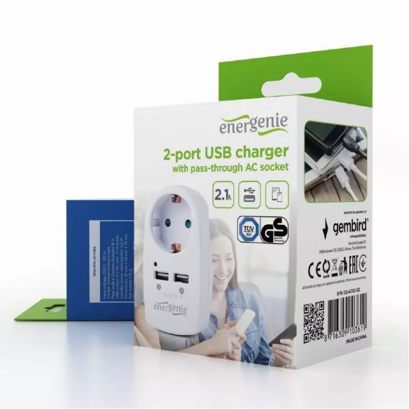 USB-laadija vahelduvvoolupistikuga/EG-ACU2-02 Gembird