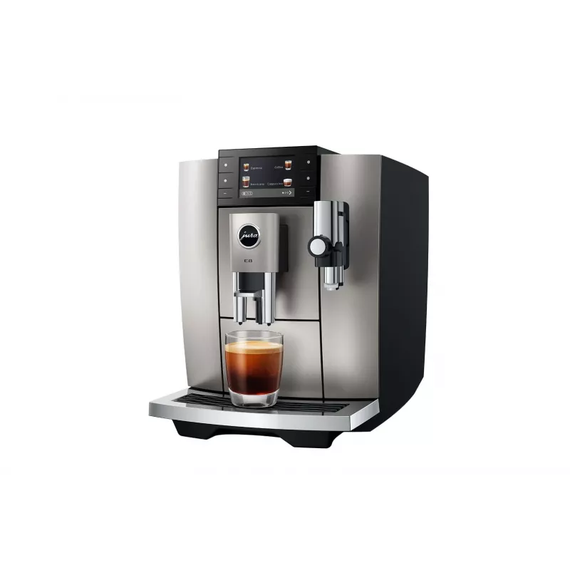 Espressomasin JURA E8 Täisautomaatne 1,9 L Hõbedane — 15 bar, 3,5-tolline ekraan, veski, piimavahustaja