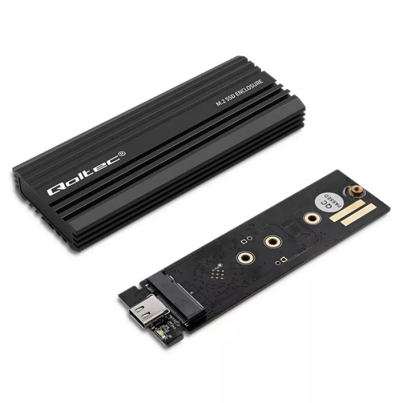 Väline SSD-korpus QOLTEC NV2270 M.2 SATA/NVMe draividele, USB-C, kuni 2 TB