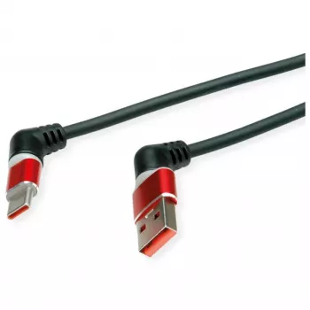 ROLINE USB 2.0 kaabel USB-C - Type-A ST/ST 360° pööratav must Punane 1 m 11.02. - Kaabel - Digitaalne/Andme