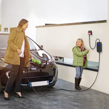 Qoltec mobiilne elektriauto laadija reguleeritav 2in1 Type2 | 11kW | CEE 5-pin | LCD | 3 faasi | kaasaskantav | seinakarp | 5m
