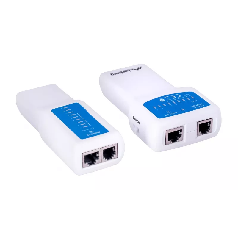 PoE tester LANBERG NT-0402 — PoE võrgukaabli tester RJ-45/RJ-11 toega, LED-indikaatorid, toite LED, sisse/välja lüliti