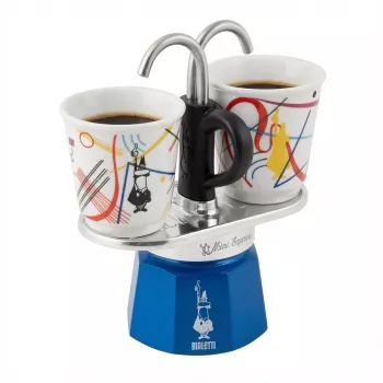Pliidiplaadil kasutatav mokapott BIALETTI MINI EXPRESS komplekt Kandinsky sorteeritud värvides, väike espressomasin