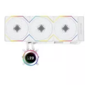 Kõik-ühes vedelikjahuti Lian Li Hydroshift II LCD-C 360TL — 120 mm ventilaatorid, 200–2600 RPM, FDB, valge