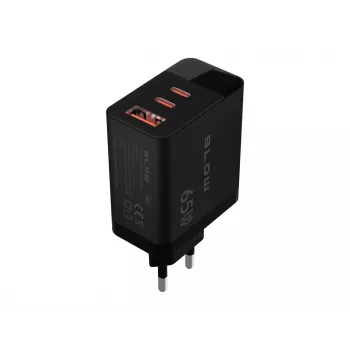 LCD seinlaadija USB pesa + USB-Cx2 PD 65W GAN must vattmeeter