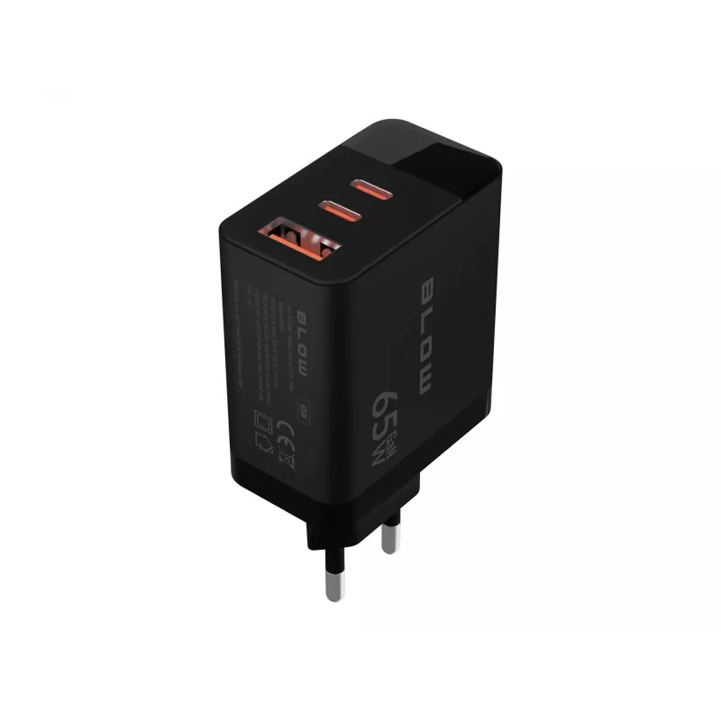 LCD seinlaadija USB pesa + USB-Cx2 PD 65W GAN must vattmeeter