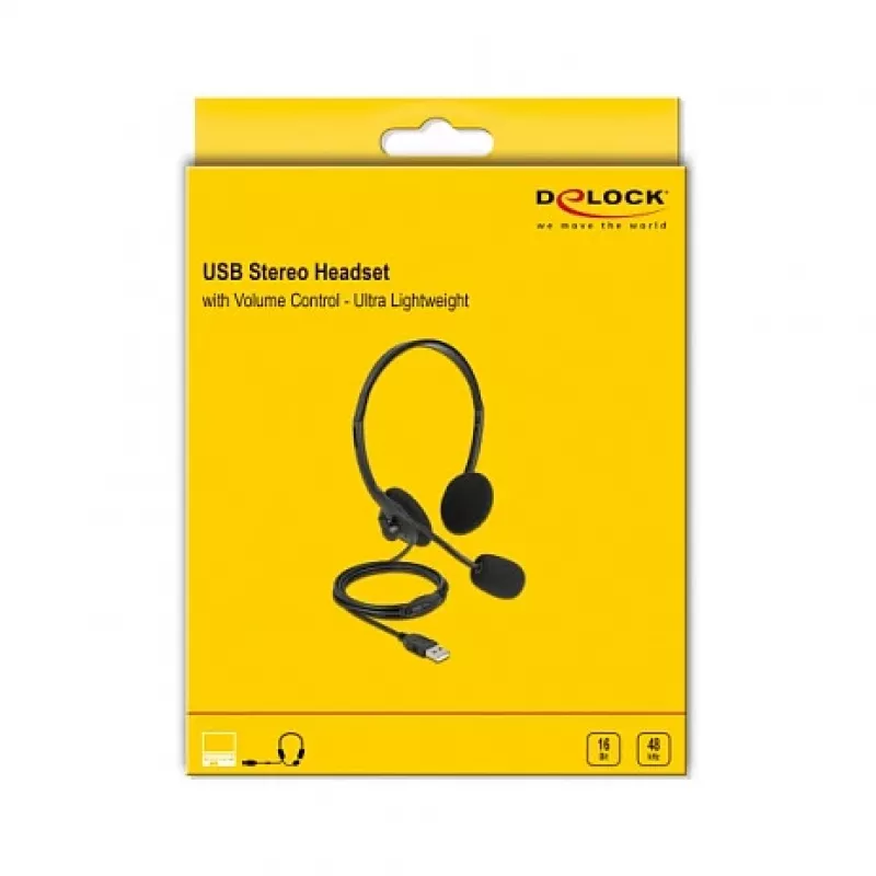 DeLOCK USB stereopeakomplekt helitugevuse reguleerimisega