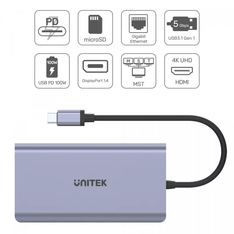 Hub UNITEK uHUB S7 USB 3.2 Gen 1 USB-C hall