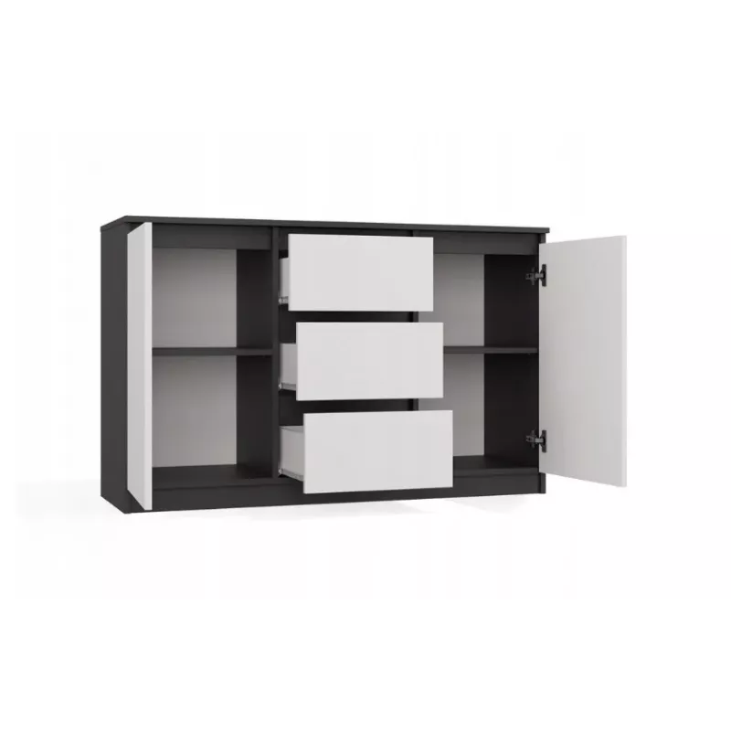 Kummut 2 ust 3 sahtlit top e shop M-MP-K-MAL-2D3S-ANTBIA — antratsiidist raam, valged uksed, 1200×750×400 mm