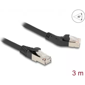 Võrgukaabel DeLOCK RJ45 Cat.6A 45° vasakule nurga all sirge 3 m must