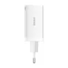 Seinakallija Baseus GaN5 Pro 65W — USB + 2×USB-C (QC3.0, PD3.0) koos 1 m USB-C kaabliga, valge