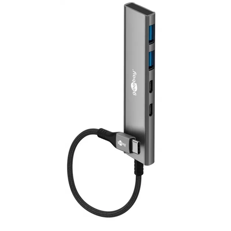 Goobay Slim 4-Port USB-Hub USB-C/USB-A 5 Gbit/s - Plug USB 3.2 (76563)