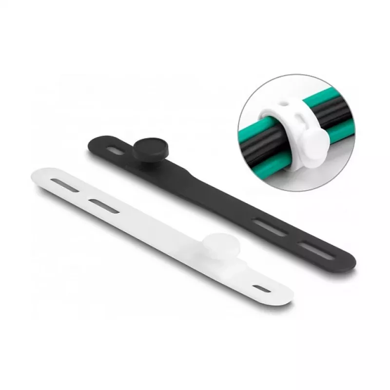 Taaskasutatav kaabliside DeLOCK Soft Tie 10 tk must valge