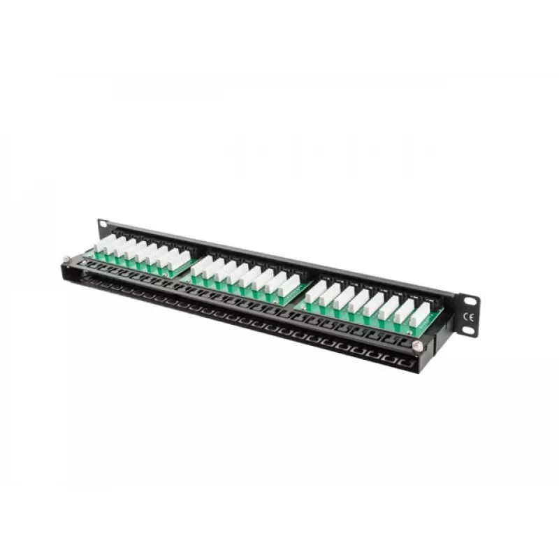 Patch-paneel LANBERG PPU5-1048-B 1U, 48 porti Cat5e, must, 445×102×44,5 mm