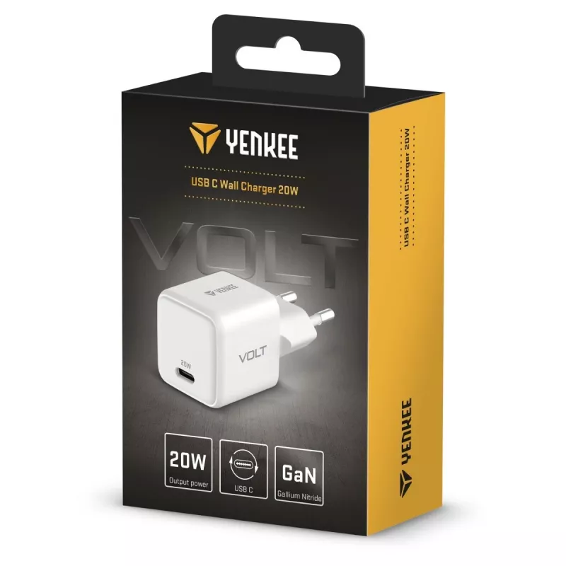 USB‑C seinakallur YENKEE YAC G20 20W 3A Power Delivery