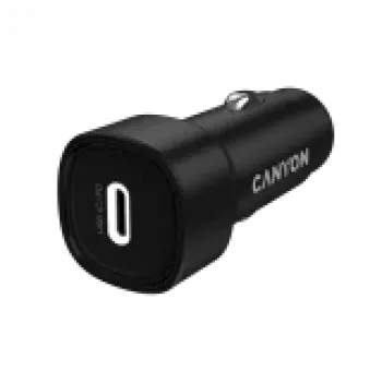 Autolaadija CANYON OnDrive 30 PD 30W USB-C Must — sõidukisisene USB-C toiteadapter 30W PD