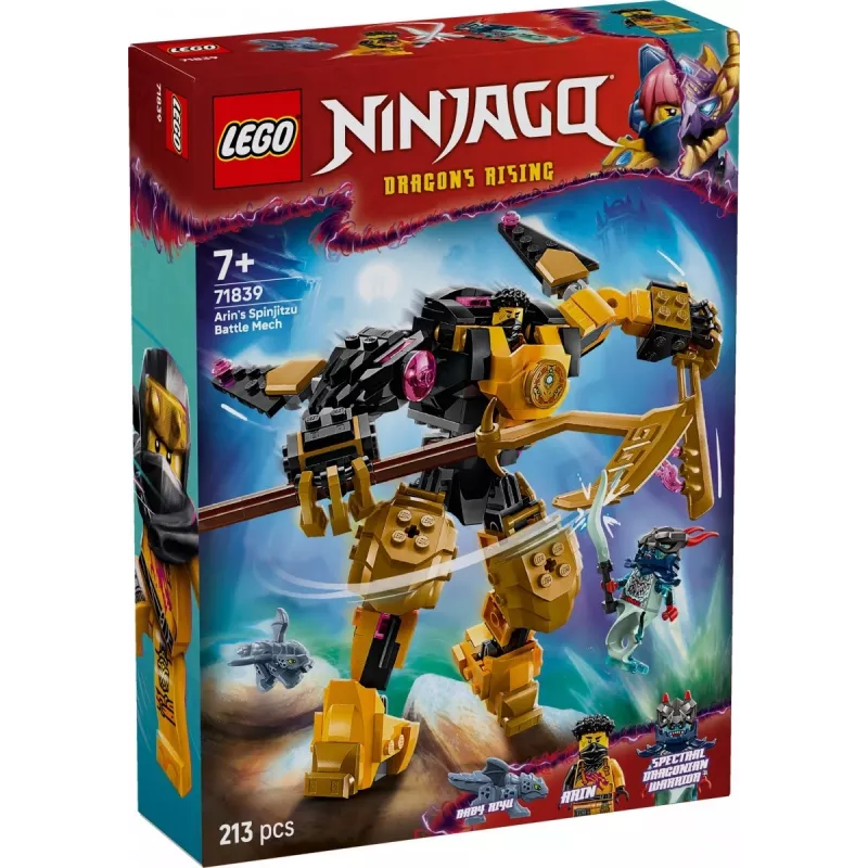 LEGO ehituskomplekt NINJAGO 71839 Arini Spinjitzu lahingumehha, 213 detaili, 2 minifiguuri, kõrgus 160 mm