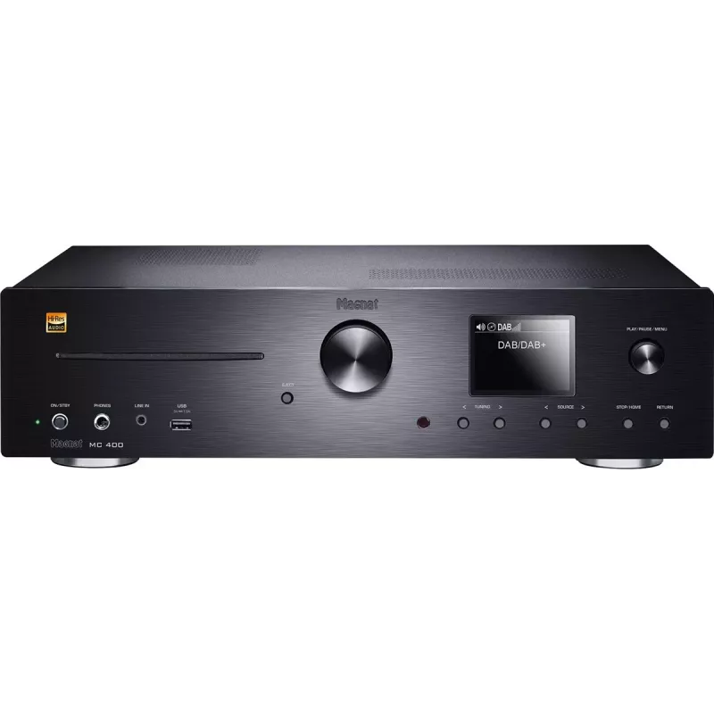 Stereovastuvõtja Magnat MC 400 — 2.0 kanalit, 40 W kanali kohta, CD-mängija, Wi‑Fi, Bluetooth, DAB/FM, Ethernet (must)