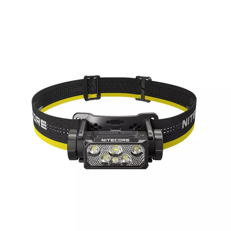 Pealamp Nitecore HC60 UHE 4000 mAh akuga, 6 LEDi, veekindel, põrutuskindel, must/kollane