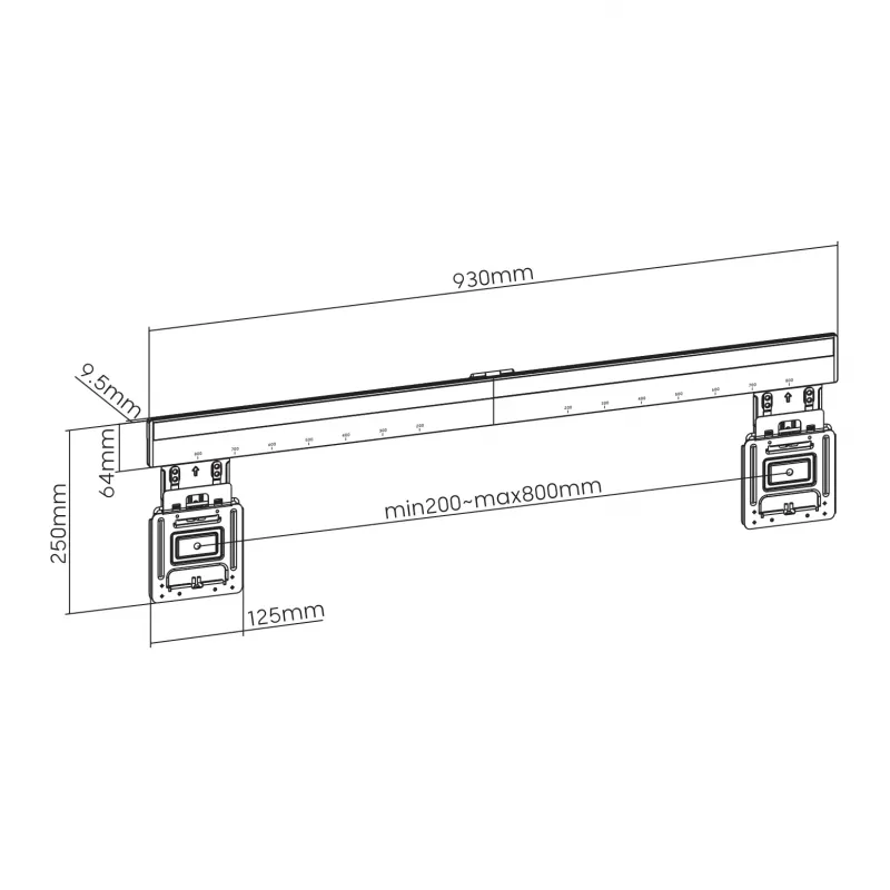 Kinnitusklamber SBOX PLB-1948 ekraanidele 43–100 kg, plaat 800×600 mm