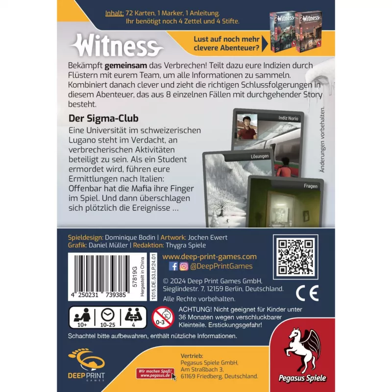 Deep Print Games: Witness - Der Sigma-Club, puslemäng