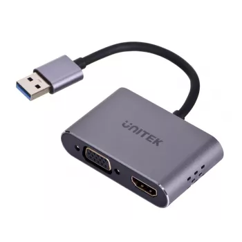 UNITEK V1304A videokaabli adapter 0,15 m USB Type-A HDMI + VGA (D-Sub) Hall