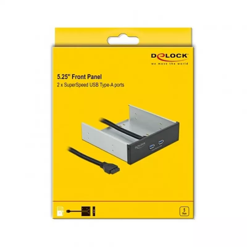 Esipaneel DeLOCK 5,25 tolli 2 x USB 5 Gbps Type-A porti