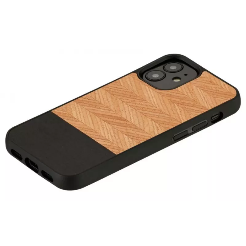 Kaitseümbris Man and Wood iPhone 12 mini jaoks Herringbone Nero Must