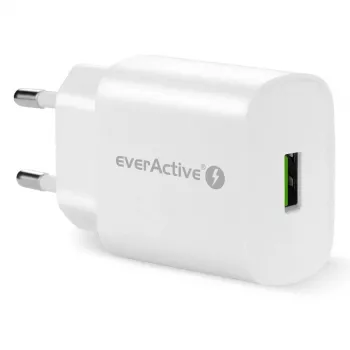 Telefonilaadija 1x USB 18 W QC 3.0 VALGE on Everactive toode meie mobiilseadmete laadijate valikust. Esiletõstetud omadused: valge viimistlus, kaal 52 g jne.